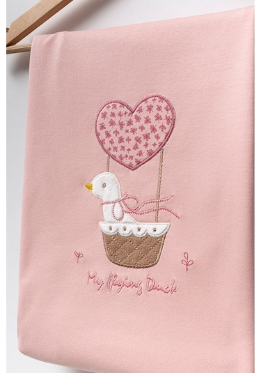 Bebitof Sevimli Sepetteki Ördek Desenli 10 Parça Kutulu Yenidoğan Hastane Çıkışı Zıbın Seti Pembe