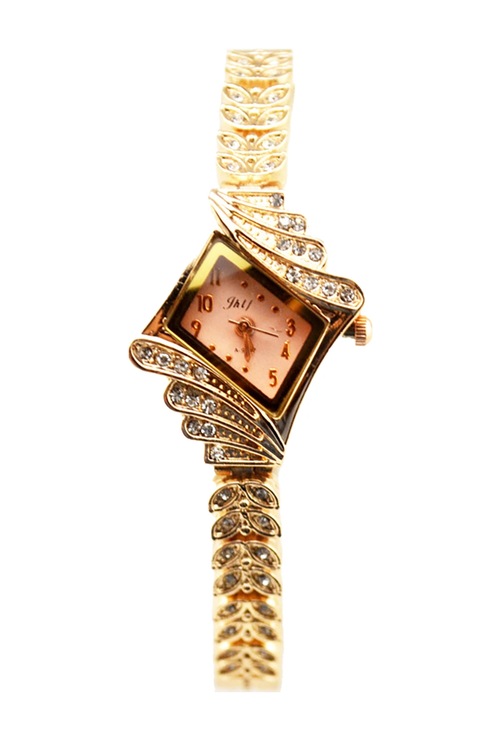 Padalink Kadınlar İçin Zircon Taşlı El Bileklik Saati - Moda Quartz Kol Saati, Gençler Ve Öğrencilere Uygun, Altın Arka Planlı, Dayanıklı Tasarım Diğer