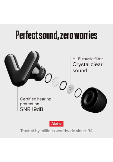 Tune Hifi Konser Kulak Tıkaçları, 19 Db Net Ses Koruması, Siyah