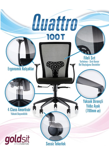 Dekofis Goldsit Quatro 100T Çalışma Ve Şef Koltuğu