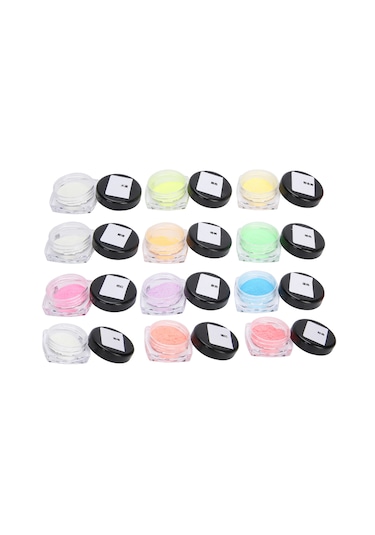 12 Adet Kendin Yap Tırnak Parıltısı Floresan Toz Tırnak Sanatı Işıltılı Toz Tırnak Uçları Dekorasyonu