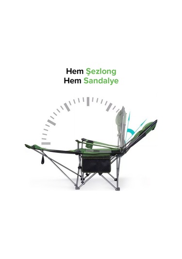 Windcamp Şezlong Tipi Katlanabilir Kamp Sandalyesi Som00006682 Haki - Gri