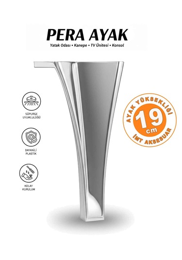 Pera 19 Cm Krom Mobilya Koltuk Yatak Odası Tv Ünitesi Dolap Konsol Ve Sehpa Ayağı Krom