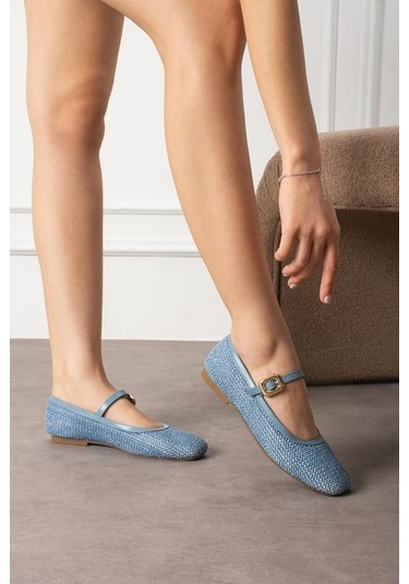 Rives Mavi Cilt Hasır Dokumalı Babet Ayakkabı Çok Renkli