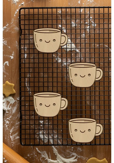 Kahve Vakti Kurabiye Kalıbı, Hamur Şekillendirici, Bisküvi Kalıbı, Kolay Kesim Ucu Beyaz