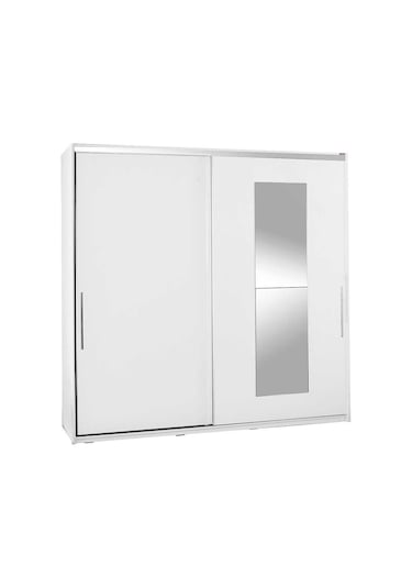 Elit Plus Aynalı Sürgülü Gardırop - Beyaz