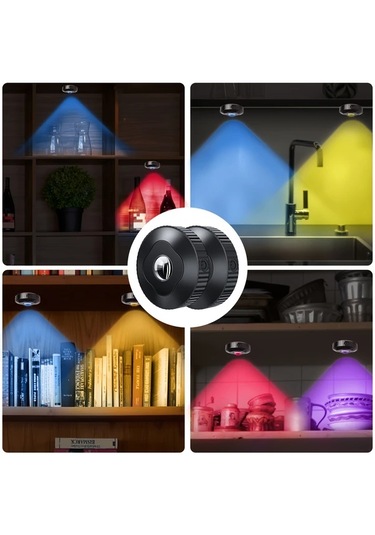 Xuweiwei 6 Adet Disk Işıklar Led Işıklar Dolap Altı Işıkları Şarj Edilebilir 1000mah Pil Rgb Işıklar Usb Şarj Ahşap