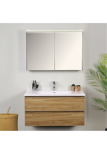 Kobos Lignum 100 Cm Banyo Dolabı Seti Meguro Ahşap