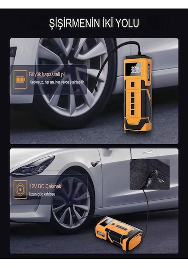 A-5577 8000mah Akü Takviyeli Şişirme Kompresörü - Led Ekranlı Sco