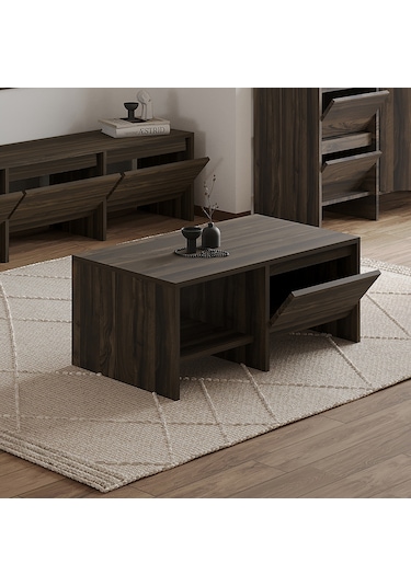 Laris Kapaklı Orta Sehpa 90 Cm Modern Tasarım Ceviz