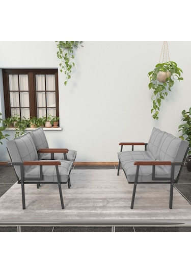 Mygusi Modern'' Metal Kanepe Koltuk Takımı - 2 1 1 Açikgri