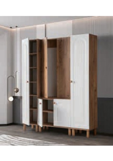 Bera Beyaz - Atlantik Çam 4 Kapılı Zambak Portmanto Atlantik Çam - Beyaz