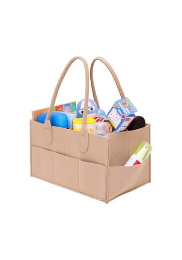Sones Mumya Çantası Depolama Çok İşlevli Annelik Çantaları Düzenleyici Bebek Arabası Aksesuarları, Boyut: 33x23x18cm, Renk: Bej Diğer