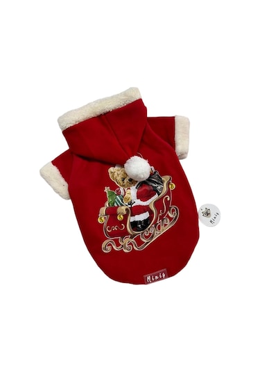 Miniş Sledge Teddy Küçük Orta Irk Köpek Yılbaşı Sweatshirt