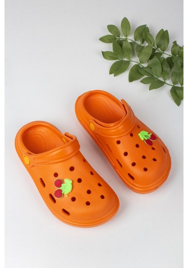 Kız Çocuk Kiraz Figürlü Terlik-5660-turuncu Turuncu