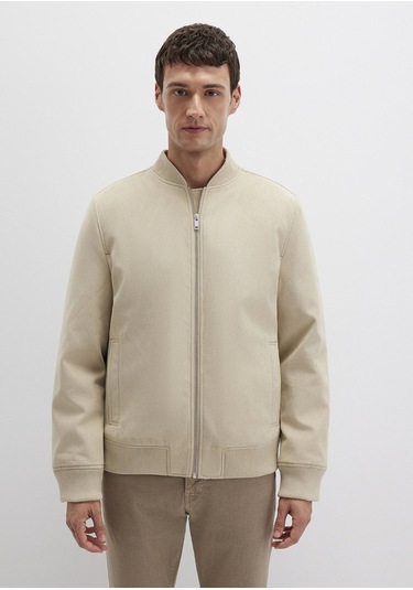 Mavi - Bej Suni Deri Ceket 0110639-70186 Bej