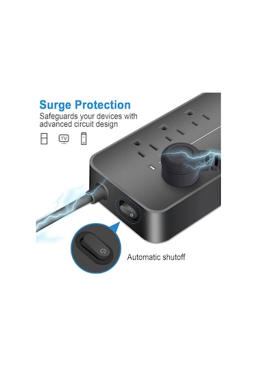 Moveevo Beyaz Abd Standart 8 Prizi 3 Usb + 1 Type-c 1.2m Kablolu Akıllı Çoklu Şarj Cihazı Fırtına Ve Aşırı Yük Korumalı