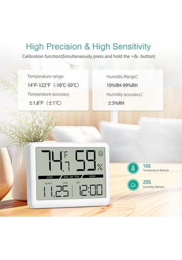 Moly Xiaoguang Orıa Nem Ölçer Termometre - Lcd Büyük Sayı Kapalı - Higrometre Doru - Oda Nem Ve Sıcaklık Ölçer