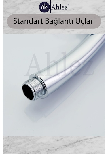 Ahlez Caprice Duş Başlığı + Banyo Pvc Duş Hortumu Spiral Duş Seti Krom