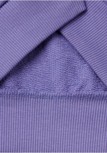 Kız Çocuk Mor Simli Benetton Logo İşlemeli Fermuarlı Sweatshirt Mor