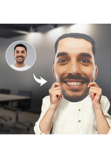 Yüz Kafa Fotoğraflı Yastık Kişiye Özel Çok Renkli