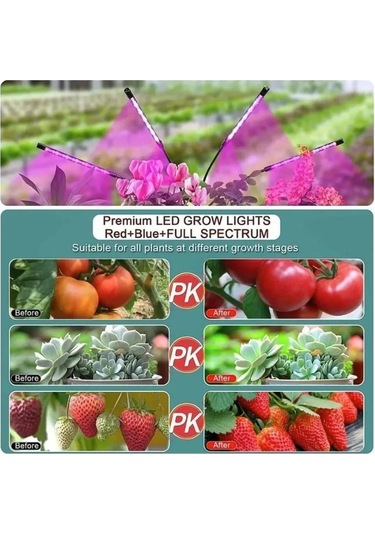 Suofeng 9w Led Bitki Büyüme Lambası, Zamanlayıcı Fonksiyonu, Mavi-kırmızı-pembe Işık, Klemeli Tutucu, Küçük Kontrolcü