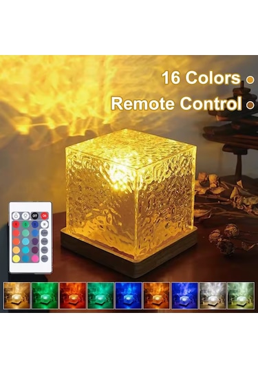 16 Renkli Kuzey Işıkları Küp Projektörlü Led Işık Yansıtmalı Çocuk Bebek Odası Gece Lambası Şeffaf