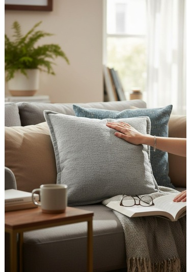 Kırlent İthal Kadife Kumaş 3'lü Set - Yumuşak Dokulu Dekoratif Özel Tasarım Kırlent Kılıfı Beyaz