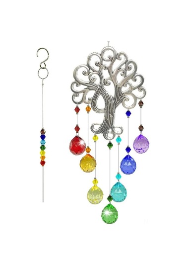 Geekyou "k9 Kristal Cam 'yaşam Ağacı' Güneş Yakalayıcı, Parlak Işık Yansımaları, Bahçe Pencere Dekorasyonu, Zil"