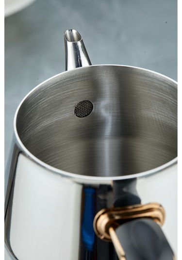 Everest 18/10 Paslanmaz Çelik Aile Boy Çaydanlık 1,40 L Demlik 2,75 L Alt Hazne Siyah