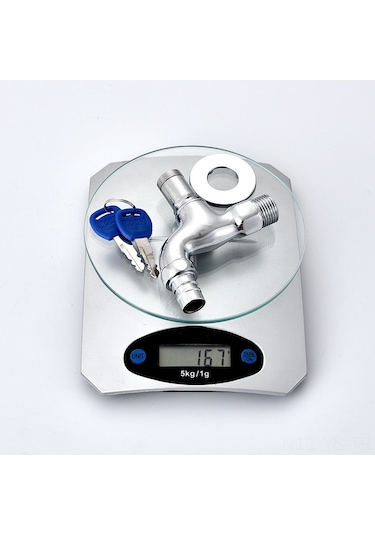 Yunboo Kilitli Bakır Musluk - 4'lü Uçlu Su Hırsızı Engeli, Anahtarlı Dış Mekan Krom Kaplama Tesisatı Diğer