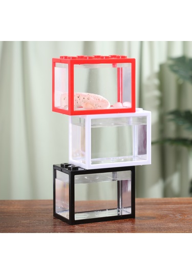 Youmex Siyah Mini Akvaryum, Plastik Blok Tasarımı, Küçük Balık Yetiştirme Kutusu