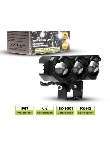 Point Motosiklet 3 Led Lazer Sis Farı Delici Beyaz Sarı Çift Renk Metal Baykuş Led Işık 1 Adet