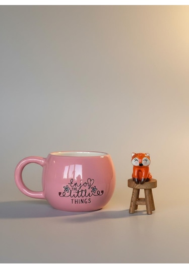 Tilki Figürlü 3d Seramik Kupa 350 Ml Beyaz