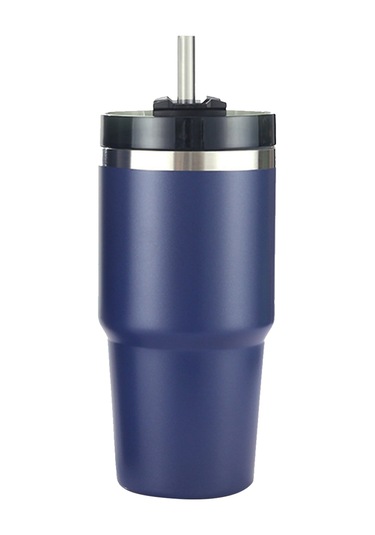 Moveevo 20oz 304 Çelik Isı Saklama Bardak, Pipetli Kapaklı, 6-12 Saat Sıcak/soğuk Tutar, Araç Ve Dış Mekanlar İçin Lacivert Lacivert