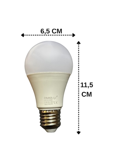 1 Adet Osaka 12volt 10w 75w Beyaz Işık 6500k E27 Duylu Kalın Duy Led Ampul