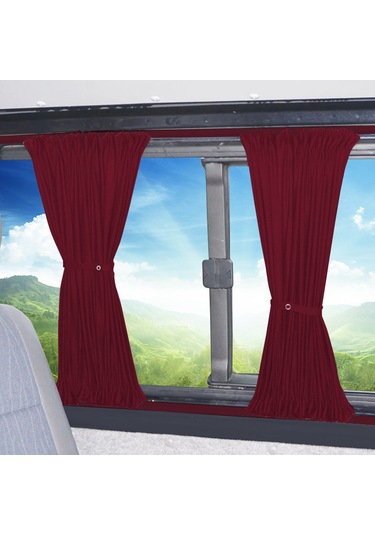 Pandami Citroen Berlingo 2.nesil 2008-2018 Uyumlu Bordo Raylı Oto Perde Takımı