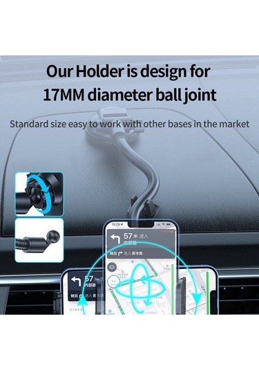 Cbtx L005l+m082 Araba Kontrol Paneli Ön Cam Telefon Tutacağı Vantuz Tabanı Ayarlanabilir Cep Telefonu Braketi - Sarı