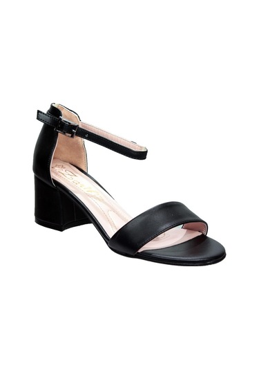 Zarif Siyah Tekbant Kalın Topuk Ayakkabı