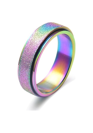 Çok Renkli Titanyum Çelik Yüzükler Erkekler İçin Buzlu Dönebilen Çift Yüzük Kadın S Yüzükler Moda Öğrencileri Çelik Yüzük 56889446