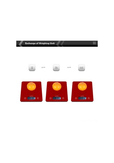 Gajeena Küçük Mutfak Tartıcı - Dokunmatik Ekranlı Lcd Işıklı, 5kg Kapasite, Otomatik Kapatma, G/oz/lb Birimleri Kırmızı