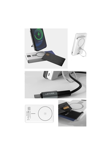 Lenyes Pw0006d Pd 20w Hızlı Şarj Özellikli Kartlıklı Standlı Wireless Powerbank 15w 5000mah Beyaz