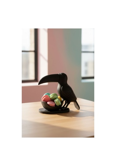 Oxyteez Kuş Figürlü Dekoratif Sunumluk Siyah Renk Reçine Tasarım Ev Ve Ofis Dekorasyonu