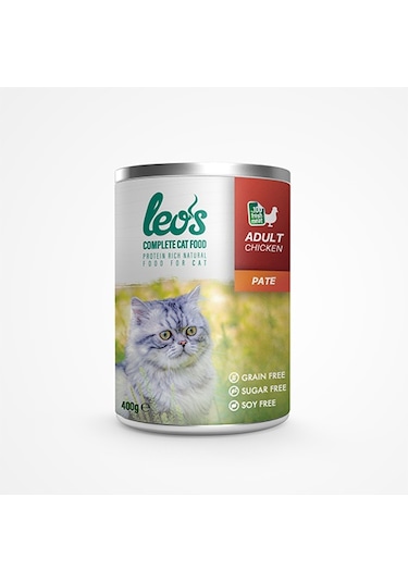 Leos Tavuk Etli Pate Konserve Yetişkin Kedi Maması 12 x 400 G