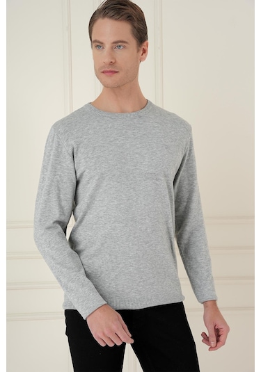 Tr 875 Slim Fit Gri Klasik Triko Gri