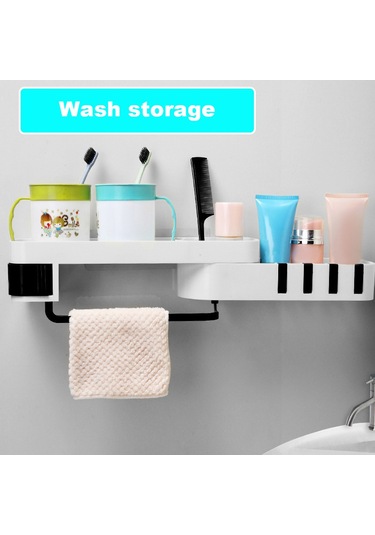 Yaozixa Duvar Montajlı Döner Banyo Dolabı - Delik Olmadan Kurulur, 3 Bölmeli Sınıflandırılmış Depolama, Su Akışı Tasarımı, Siyah Abs Malzeme Diğer