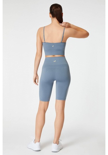 Jerf Vella Yüksek Bel Konfor Biker Tayt Mavi