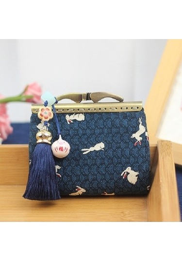 Linjinxu El Yapımı Kumaş Ve Tüyer Altın Çanta Bayan Retro Madeni Para Kesesi Mavi Diğer Diğer