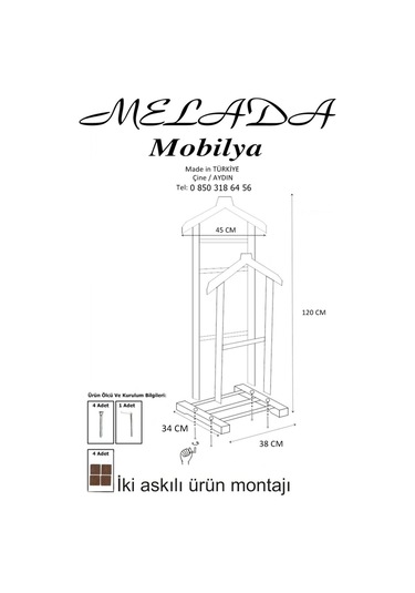 Melada Mobilya Gürgen Çift Tepe Dilsiz Uşak Ham Cilalı Basic Ceviz