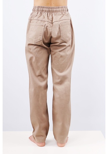 Hçm Çocuk Unisex Okul Pantolonu Beli Lastikli Taba